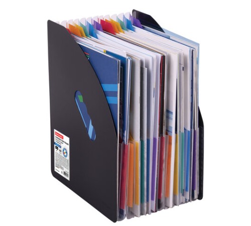 Лоток-органайзер вертикальный для бумаг и документов, 13 отделений, BRAUBERG DOCS, А4 черный, 271153