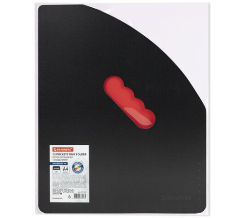 Лоток-органайзер вертикальный для бумаг и документов, 13 отделений, BRAUBERG DOCS, А4 черный, 271153