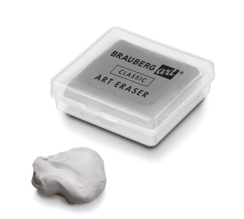 Ластик-клячка художественный, серый, в футляре, 40x36x10 мм, BRAUBERG ART 