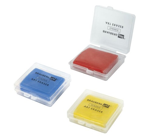 Ластик-клячка художественный цвета ассорти, в футляре, 40x36x10 мм, BRAUBERG ART 