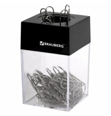 Скрепочница магнитная с 50 никелированными скрепками 28 мм, РОССИЯ, BRAUBERG, 271179