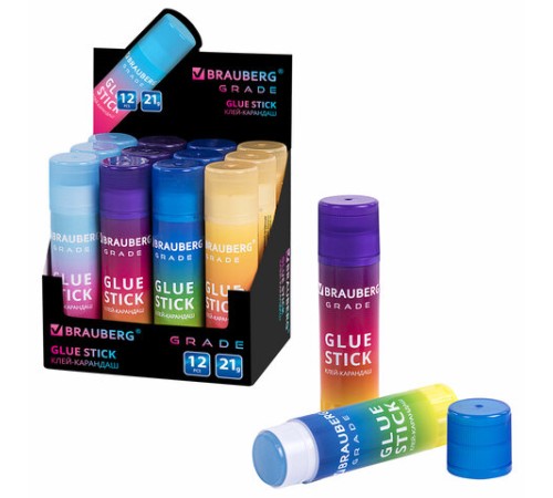 Клей-карандаш в градиентном корпусе BRAUBERG 
