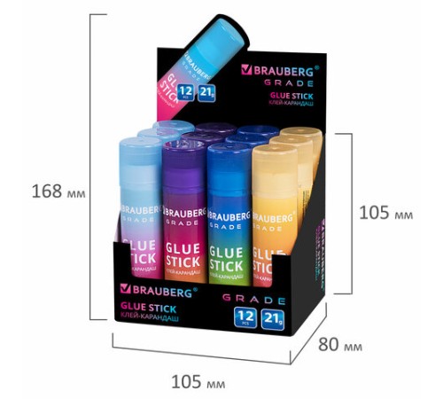 Клей-карандаш в градиентном корпусе BRAUBERG 