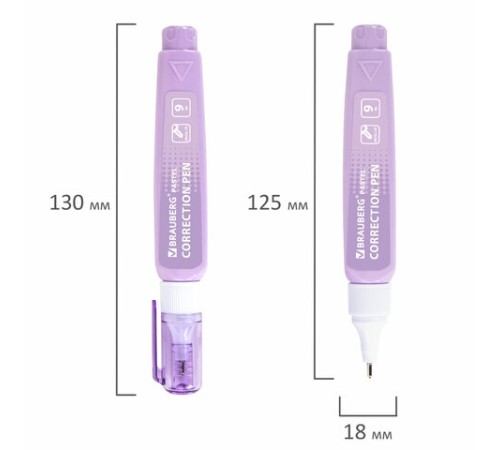 Ручка-корректор в пастельном корпусе BRAUBERG PASTEL, 9 мл, металлический наконечник, ассорти, 271251