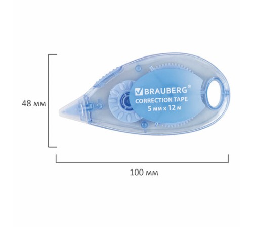 Корректирующая лента BRAUBERG PASTEL, 5 мм x 12 м, механизм перемотки, ВЫГОДНАЯ УПАКОВКА 3 штуки в блистере, 271252