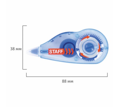 Корректирующая лента STAFF PROFIT, 5 мм х 6 м, механизм перемотки, корпус голубой, блистер, европодвес, 271254