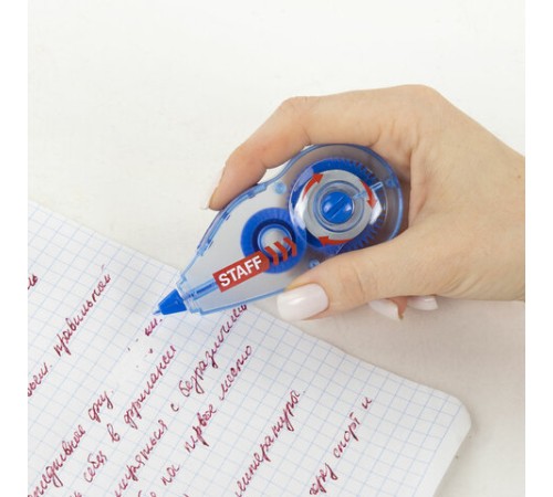 Корректирующая лента STAFF PROFIT, 5 мм х 6 м, механизм перемотки, корпус голубой, блистер, европодвес, 271254