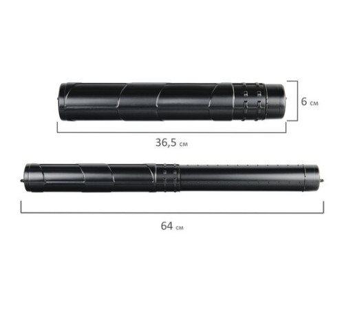 Тубус для чертежей телескопический, длина 36,5-64 см, формат А1, диаметр 6 см, черный, STAFF, 271255