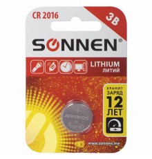 Батарейка литиевая SONNEN Lithium CR2016 