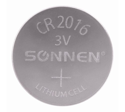 Батарейка литиевая SONNEN Lithium CR2016 "таблетка, дисковая, кнопочная" 1 шт., блистер, 451972