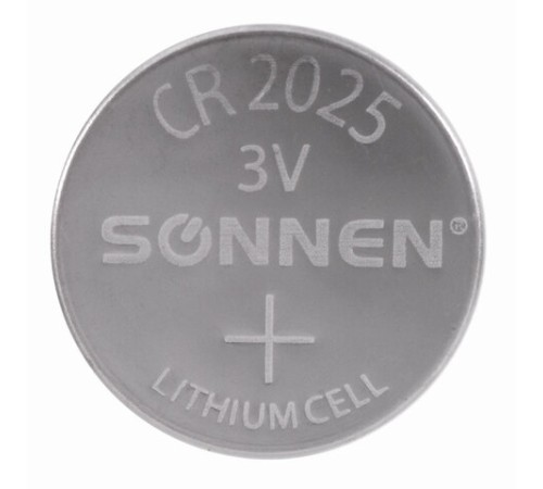 Батарейка литиевая SONNEN Lithium CR2025 "таблетка, дисковая, кнопочная" 1 шт., блистер, 451973 Батарейка литиевая SONNEN Lithium CR2025 "таблетка, дисковая, кнопочная" 1 шт., блистер, 451973