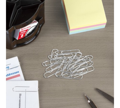 Скрепки ЭКСТРА ОФИСМАГ 28 мм никелированные 100 штук, 271315