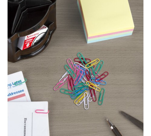 Скрепки ЭКСТРА ОФИСМАГ 28 мм цветные 100 штук, 271316