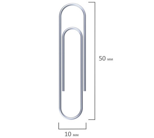 Скрепки большие ЭКСТРА ОФИСМАГ 50 мм оцинкованные 50 штук, 271317