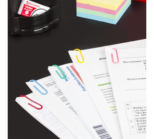 Скрепки большие ЭКСТРА ОФИСМАГ 50 мм цветные 50 штук, 271318