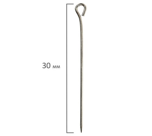 Булавки универсальные с головками-петельками BRAUBERG, 30 мм, 500 штук, в пластиковой коробке, 271319