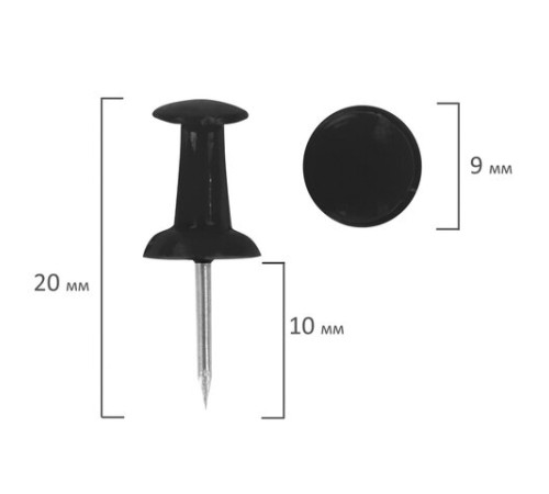 Силовые кнопки-гвоздики черные STAFF 50 штук, в картонной коробке, 271320