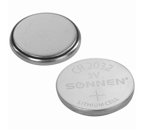 Батарейка литиевая SONNEN Lithium CR2032 "таблетка, дисковая, кнопочная" 1 шт., блистер, 451974