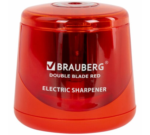 Точилка электрическая BRAUBERG DOUBLE BLADE RED, двойное лезвие, питание от 2 батареек АА, 271338