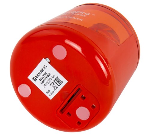 Точилка электрическая BRAUBERG DOUBLE BLADE RED, двойное лезвие, питание от 2 батареек АА, 271338