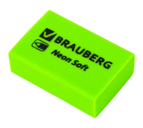 Ластики BRAUBERG NEON SOFT НАБОР 12 штук, размер ластика 31х20х10 мм, экологичный ПВХ, 271339