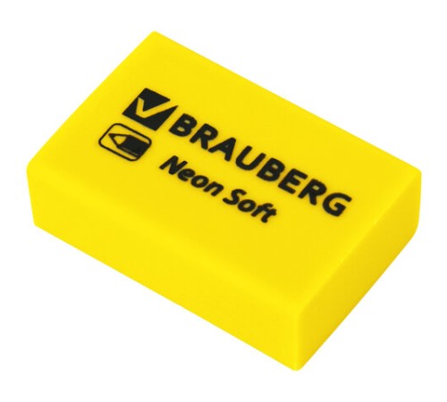 Ластики BRAUBERG NEON SOFT НАБОР 12 штук, размер ластика 31х20х10 мм, экологичный ПВХ, 271339