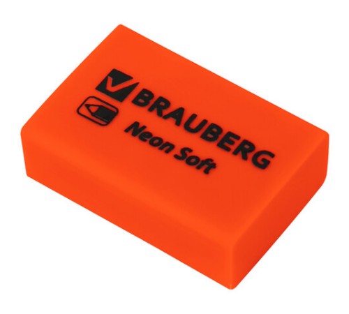 Ластики BRAUBERG NEON SOFT НАБОР 12 штук, размер ластика 31х20х10 мм, экологичный ПВХ, 271339