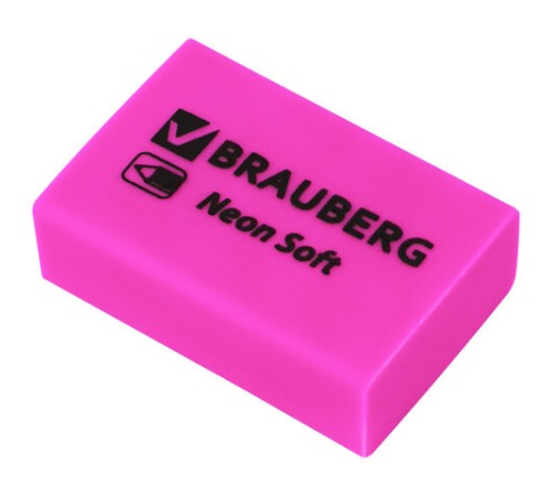 Ластики BRAUBERG NEON SOFT НАБОР 12 штук, размер ластика 31х20х10 мм, экологичный ПВХ, 271339