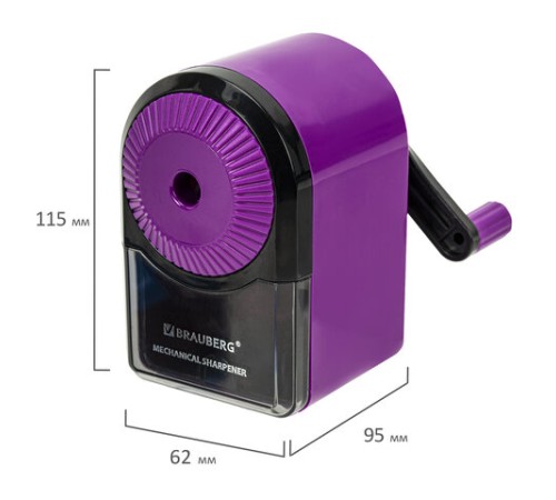 Точилка механическая BRAUBERG ULTRA для чернографитных и цветных карандашей, крепление к столу, цвет корпуса сиреневый с черным, 271341