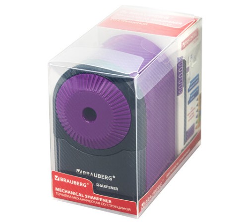 Точилка механическая BRAUBERG ULTRA для чернографитных и цветных карандашей, крепление к столу, цвет корпуса сиреневый с черным, 271341