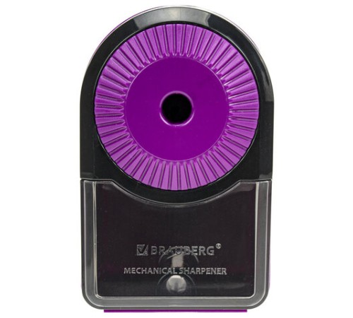 Точилка механическая BRAUBERG ULTRA для чернографитных и цветных карандашей, крепление к столу, цвет корпуса сиреневый с черным, 271341