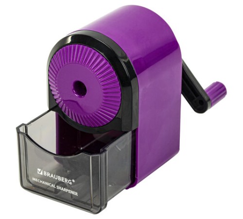 Точилка механическая BRAUBERG ULTRA для чернографитных и цветных карандашей, крепление к столу, цвет корпуса сиреневый с черным, 271341