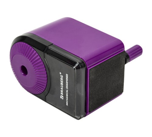 Точилка механическая BRAUBERG ULTRA для чернографитных и цветных карандашей, крепление к столу, цвет корпуса сиреневый с черным, 271341