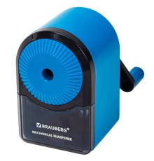 Точилка механическая BRAUBERG ULTRA для чернографитных и цветных карандашей, крепление к столу, цвет корпуса голубой с черным, 271342