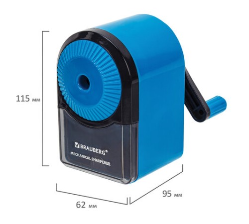 Точилка механическая BRAUBERG ULTRA для чернографитных и цветных карандашей, крепление к столу, цвет корпуса голубой с черным, 271342