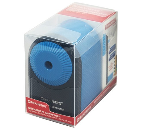 Точилка механическая BRAUBERG ULTRA для чернографитных и цветных карандашей, крепление к столу, цвет корпуса голубой с черным, 271342