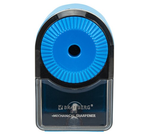 Точилка механическая BRAUBERG ULTRA для чернографитных и цветных карандашей, крепление к столу, цвет корпуса голубой с черным, 271342
