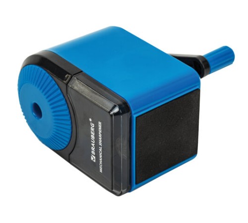 Точилка механическая BRAUBERG ULTRA для чернографитных и цветных карандашей, крепление к столу, цвет корпуса голубой с черным, 271342