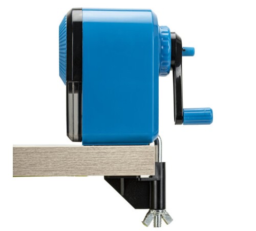 Точилка механическая BRAUBERG ULTRA для чернографитных и цветных карандашей, крепление к столу, цвет корпуса голубой с черным, 271342