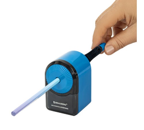 Точилка механическая BRAUBERG ULTRA для чернографитных и цветных карандашей, крепление к столу, цвет корпуса голубой с черным, 271342