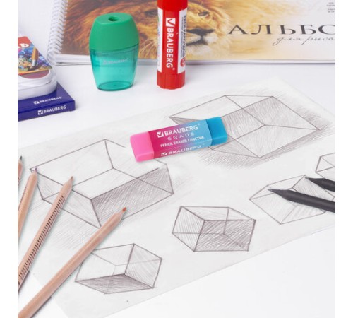 Ластики BRAUBERG GRADE НАБОР 4 штуки, размер ластика 60х15х10 мм, упаковка блистер, 271344