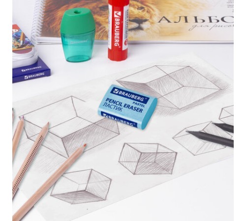 Ластики BRAUBERG PASTEL MAXI НАБОР 3 штуки, размер ластика 44х32х13 мм, упаковка блистер, 271345