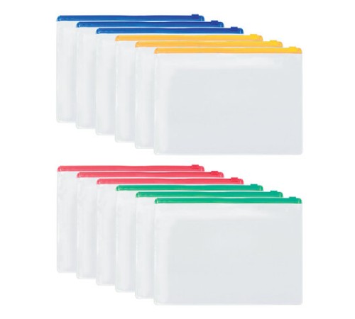 Папка-конверт СУПЕР КОМПЛЕКТ на молнии, 12 штук, А4 (335х238 мм), BRAUBERG, 271346