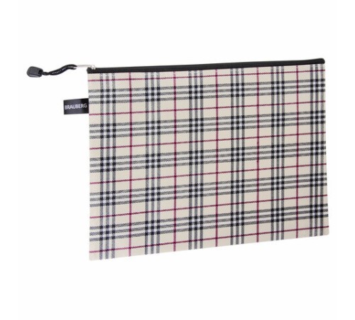 Папка-конверт СУПЕР КОМПЛЕКТ на молнии, 6 штук (А4 - 2 шт., А5 - 4 шт.), ткань в клетку, BRAUBERG, 271350