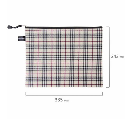 Папка-конверт СУПЕР КОМПЛЕКТ на молнии, 6 штук (А4 - 2 шт., А5 - 4 шт.), ткань в клетку, BRAUBERG, 271350