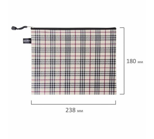 Папка-конверт СУПЕР КОМПЛЕКТ на молнии, 6 штук (А4 - 2 шт., А5 - 4 шт.), ткань в клетку, BRAUBERG, 271350