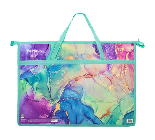 Папка для рисунков и чертежей с ручками BRAUBERG А3, пластик, молния сверху, 