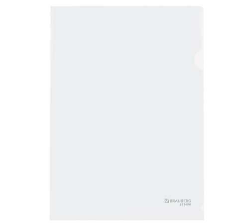 Папка-уголок А4, прозрачная, 0,10 мм, BRAUBERG EXTRA, 271698