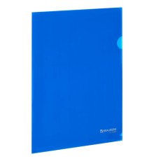 Папка-уголок А4, синяя, 0,10 мм, BRAUBERG EXTRA, 271699