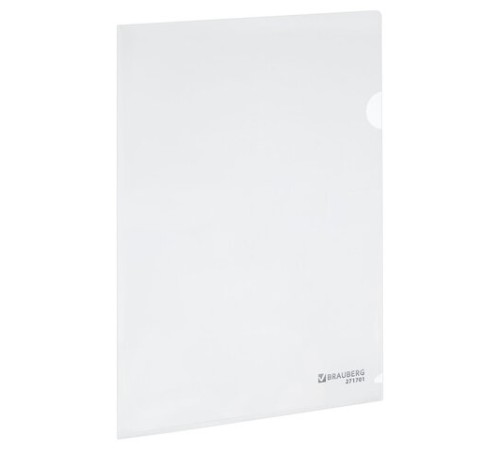 Папка-уголок жесткая А4, прозрачная, 0,15 мм, BRAUBERG EXTRA, 271701